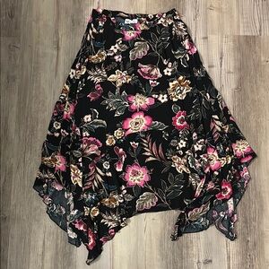 Jessica Simpson Pink and Orange Asymmetrical Midi Skirt